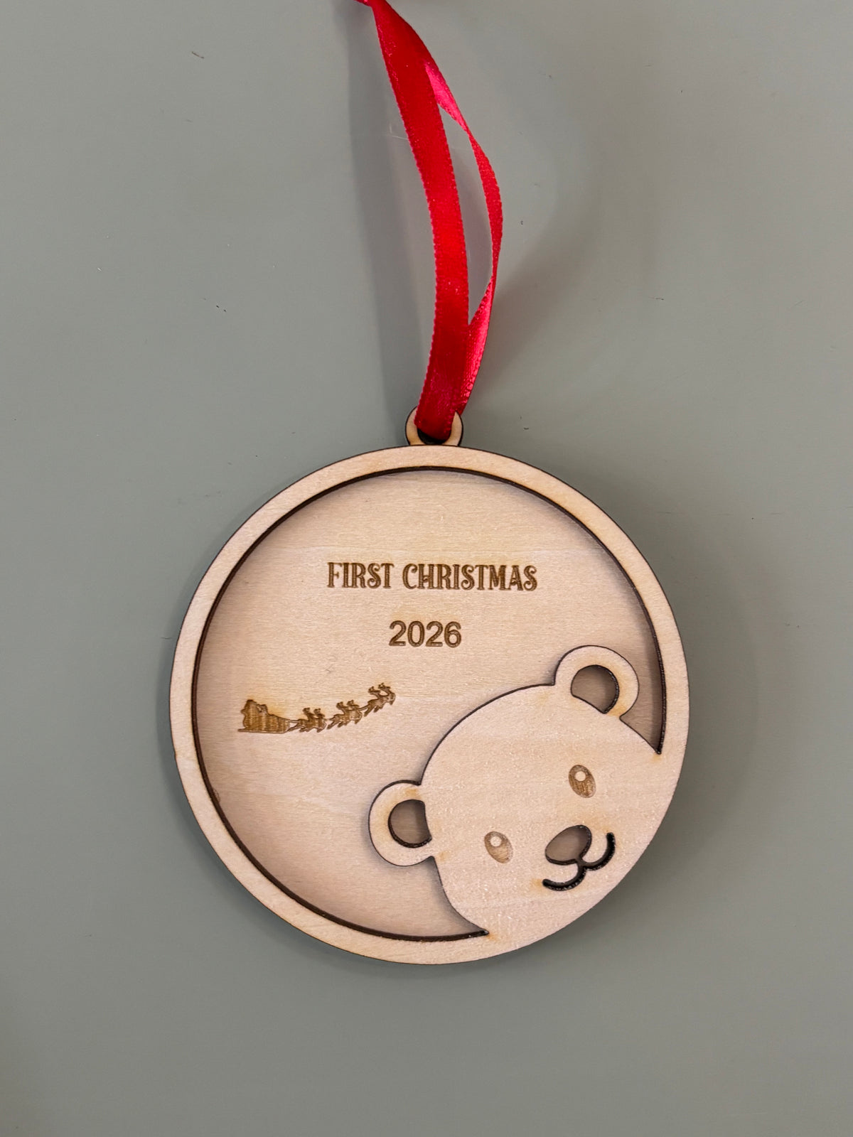 Peeping Bear wooden Christmas decorations