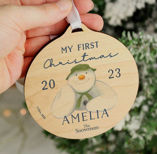 The Snowman personalised large wooden decoration