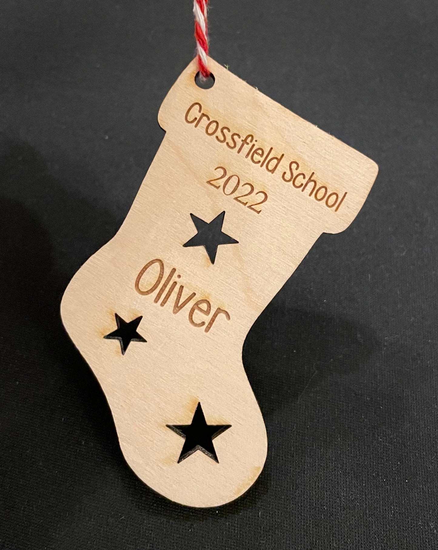 Personalised wooden reindeer decoration
