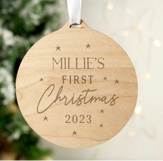 Baby’s First Christmas large wooden decoration