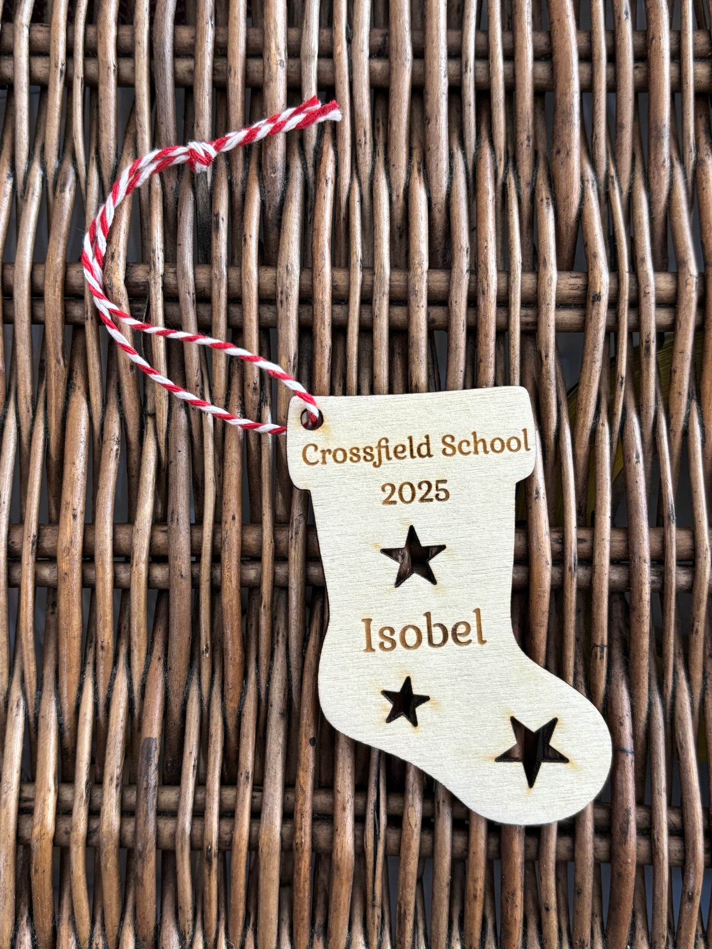 Personalised wooden reindeer decoration