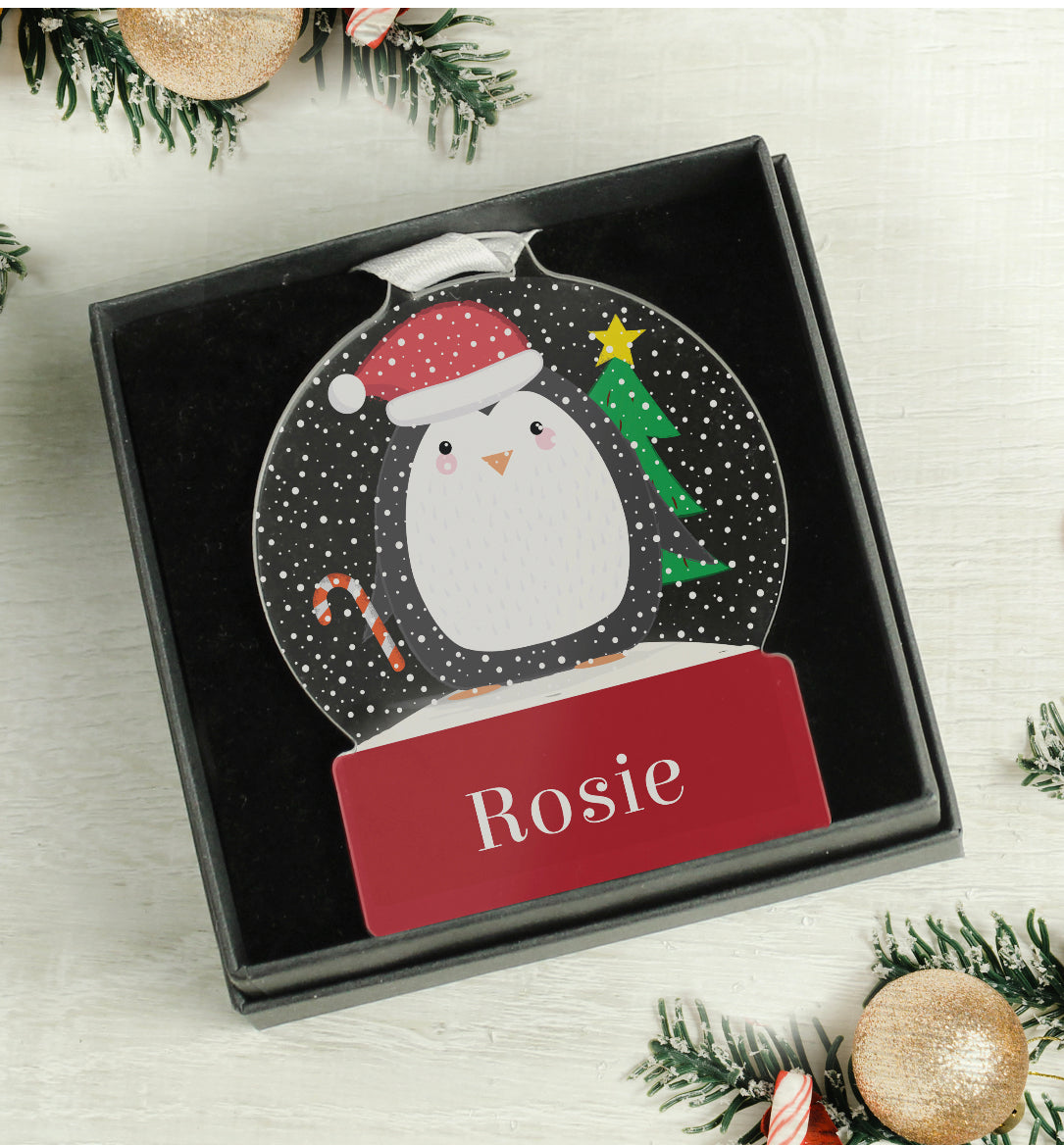 Penguin and Santa acrylic personalised decoration