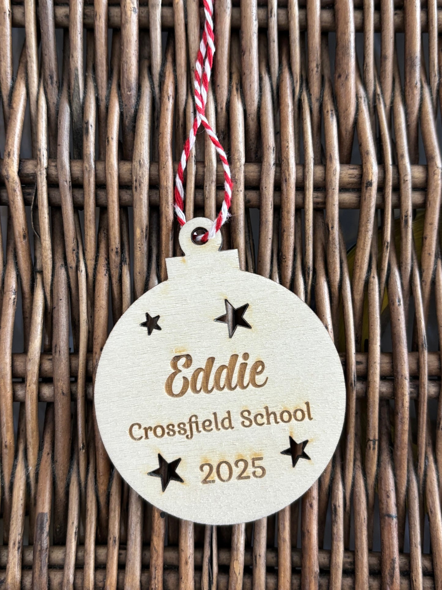 Personalised wooden bauble