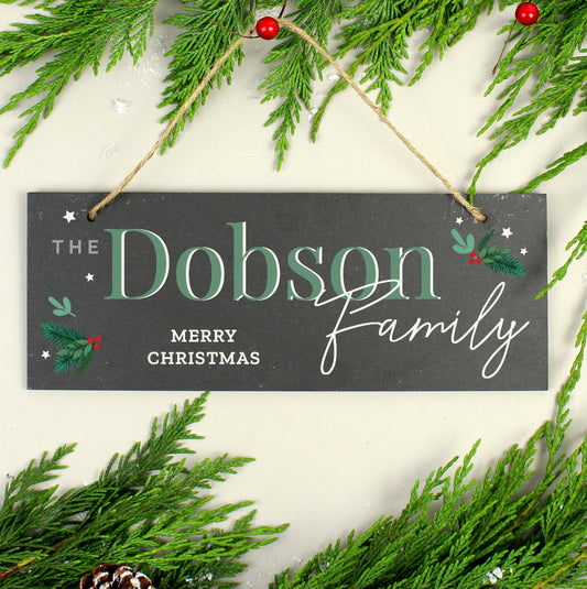 Slate personalised family Christmas plaque