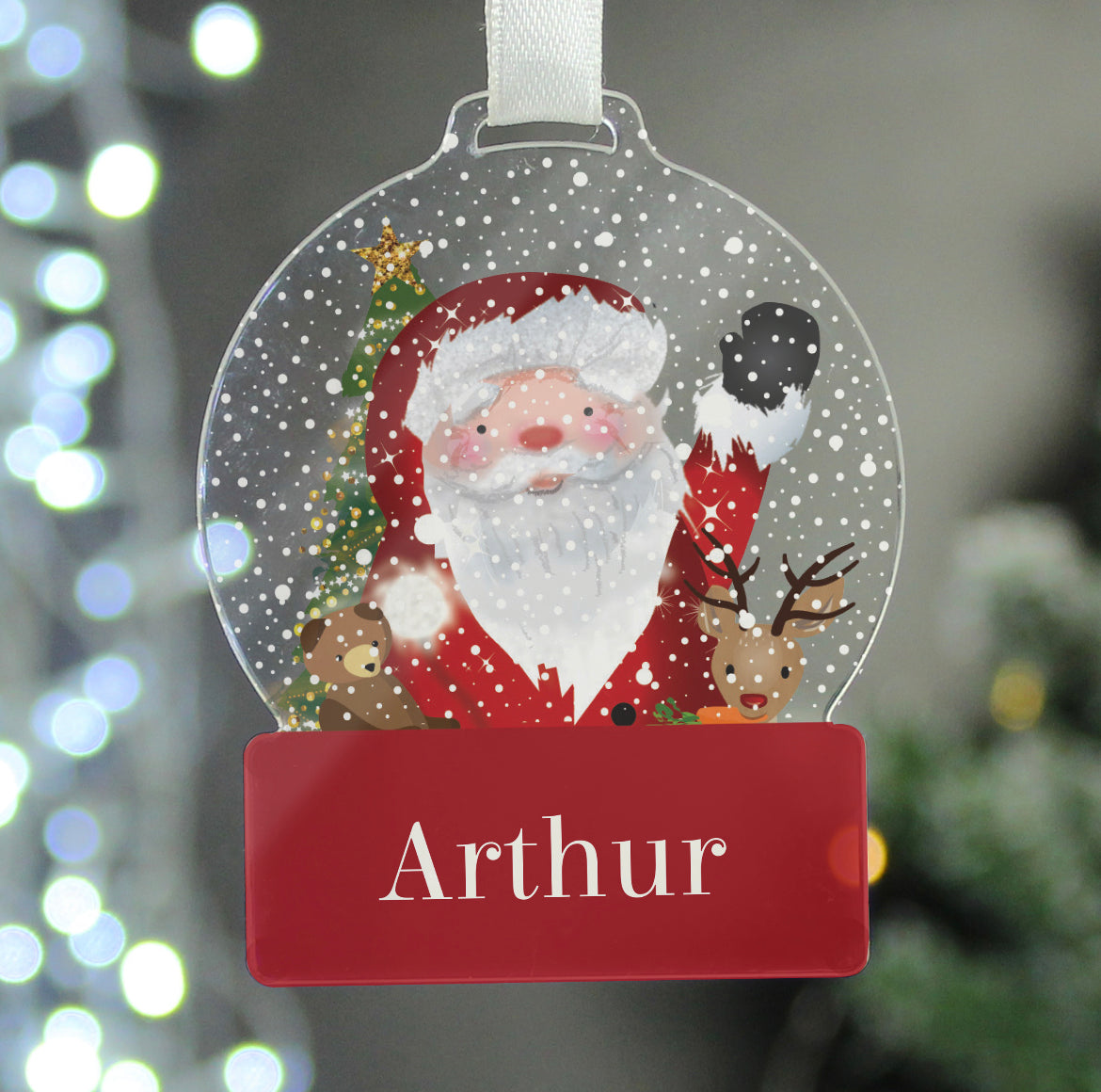 Penguin and Santa acrylic personalised decoration