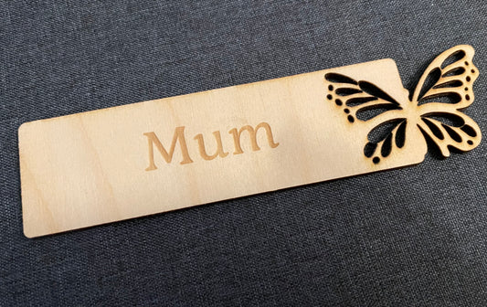 Engraved butterfly bookmark