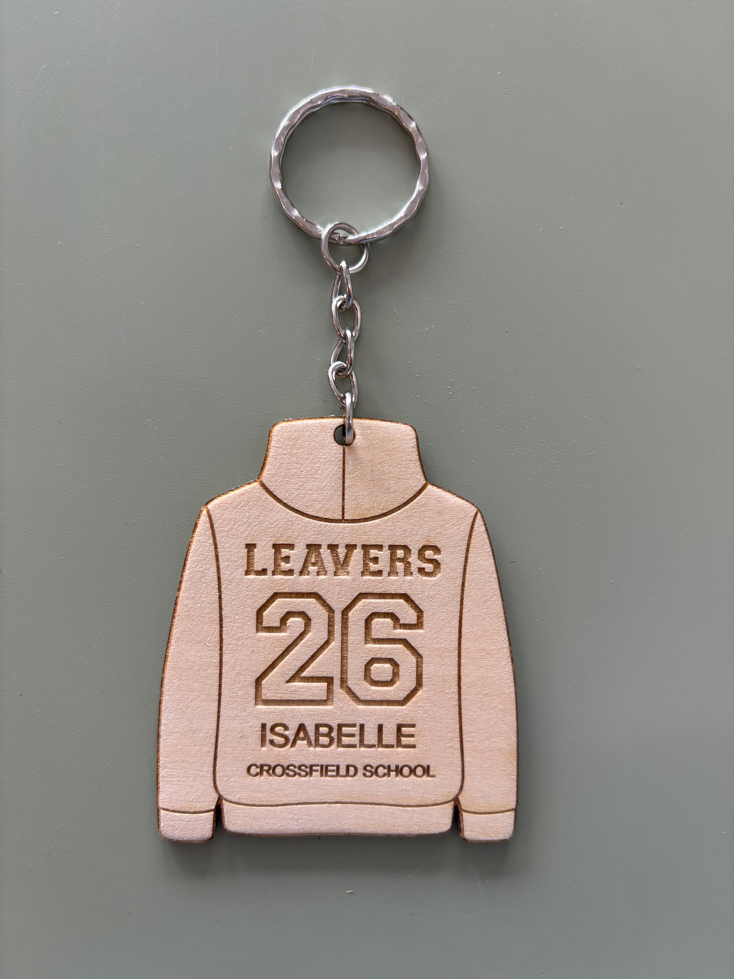 Leavers jumper 2026 wooden engraved keyring
