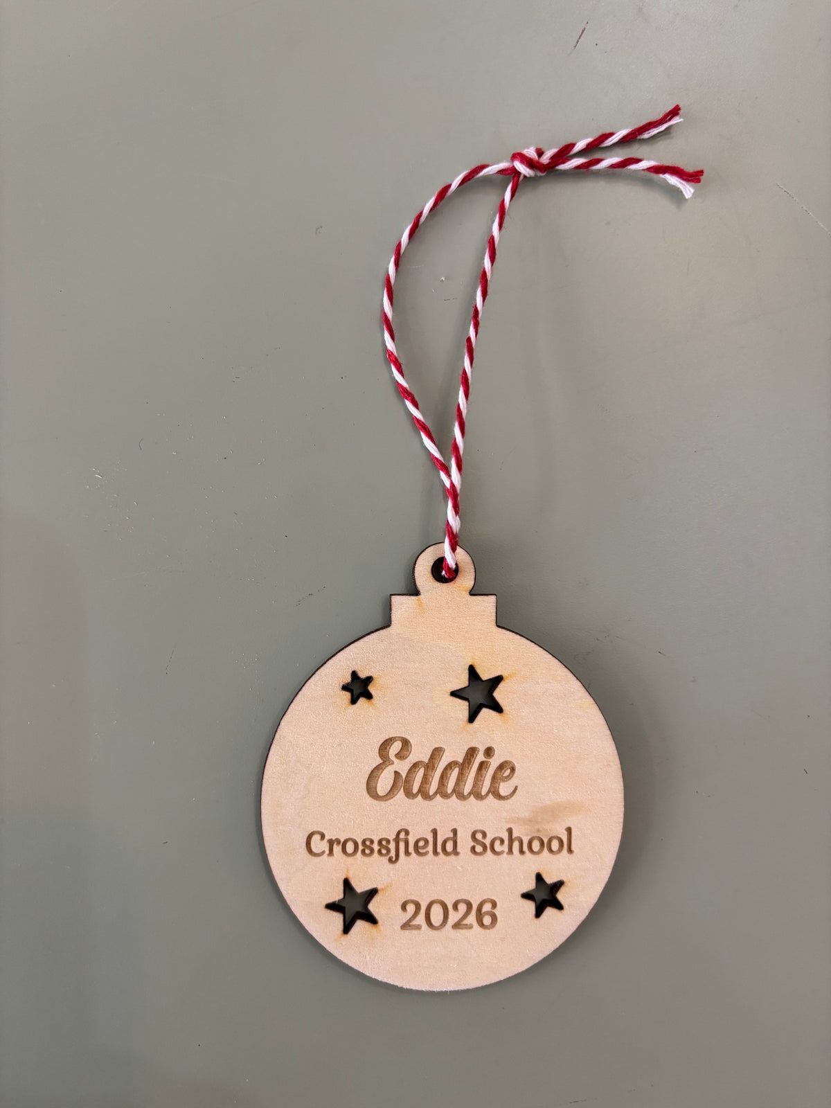 Personalised wooden bauble