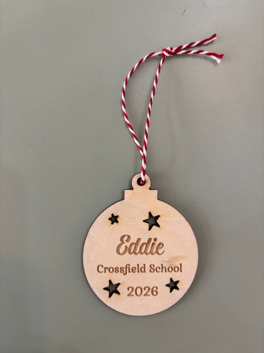 Personalised wooden bauble