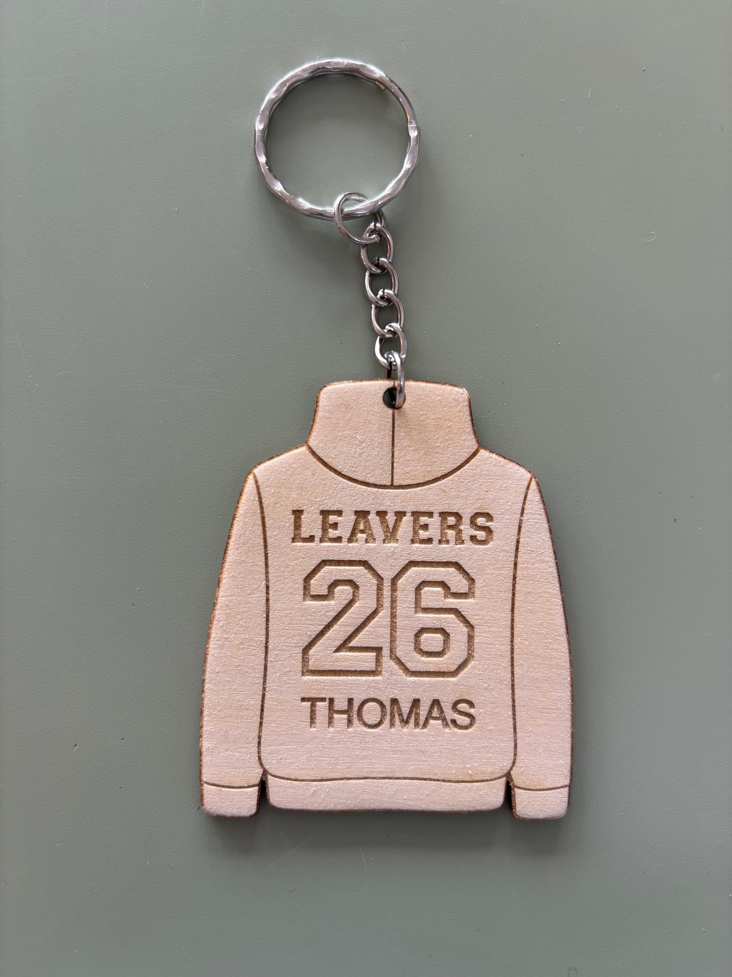 Leavers jumper 2026 wooden engraved keyring