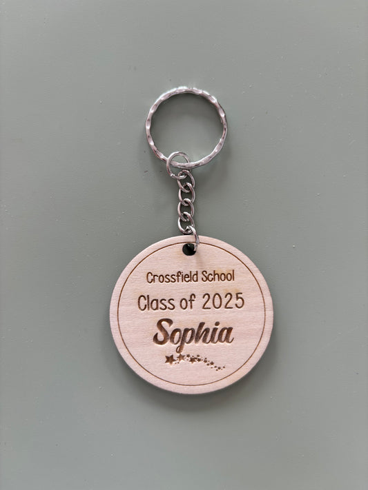 Personalised wooden Leavers keyring - (individually personalised)