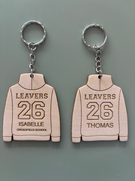 Leavers jumper 2026 wooden engraved keyring