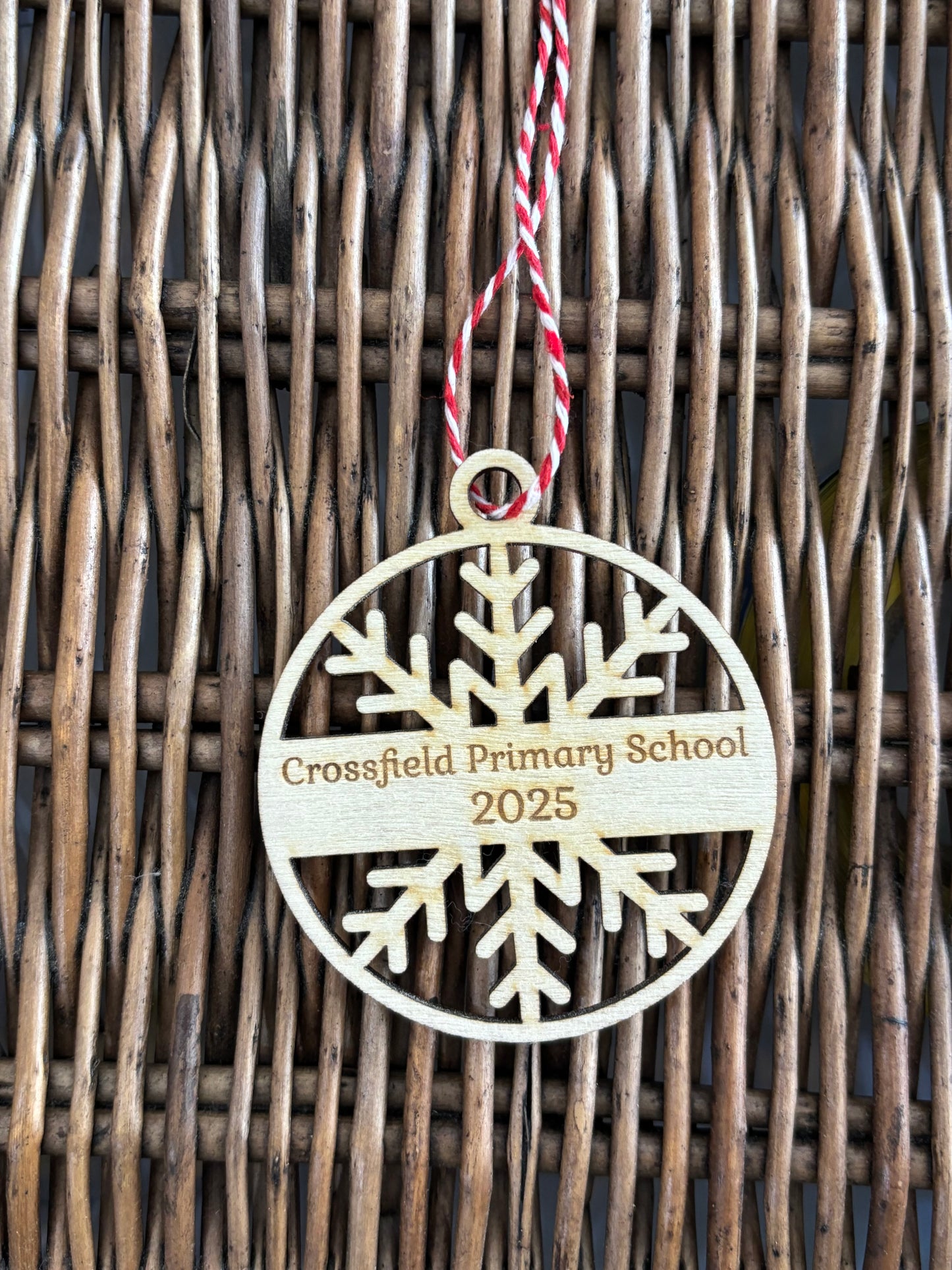 Personalised wooden snowflake decoration