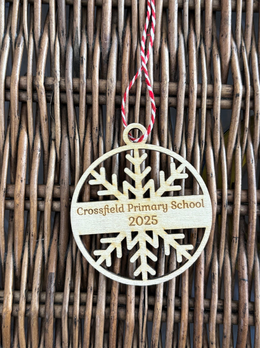 Personalised wooden snowflake decoration