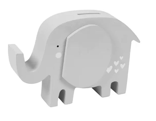 Engraved personalised wooden elephant money box