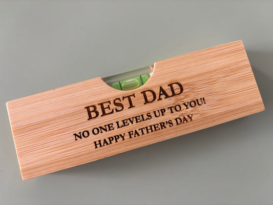 Dad spirit level with bottle opener £3 each when bought in bulk