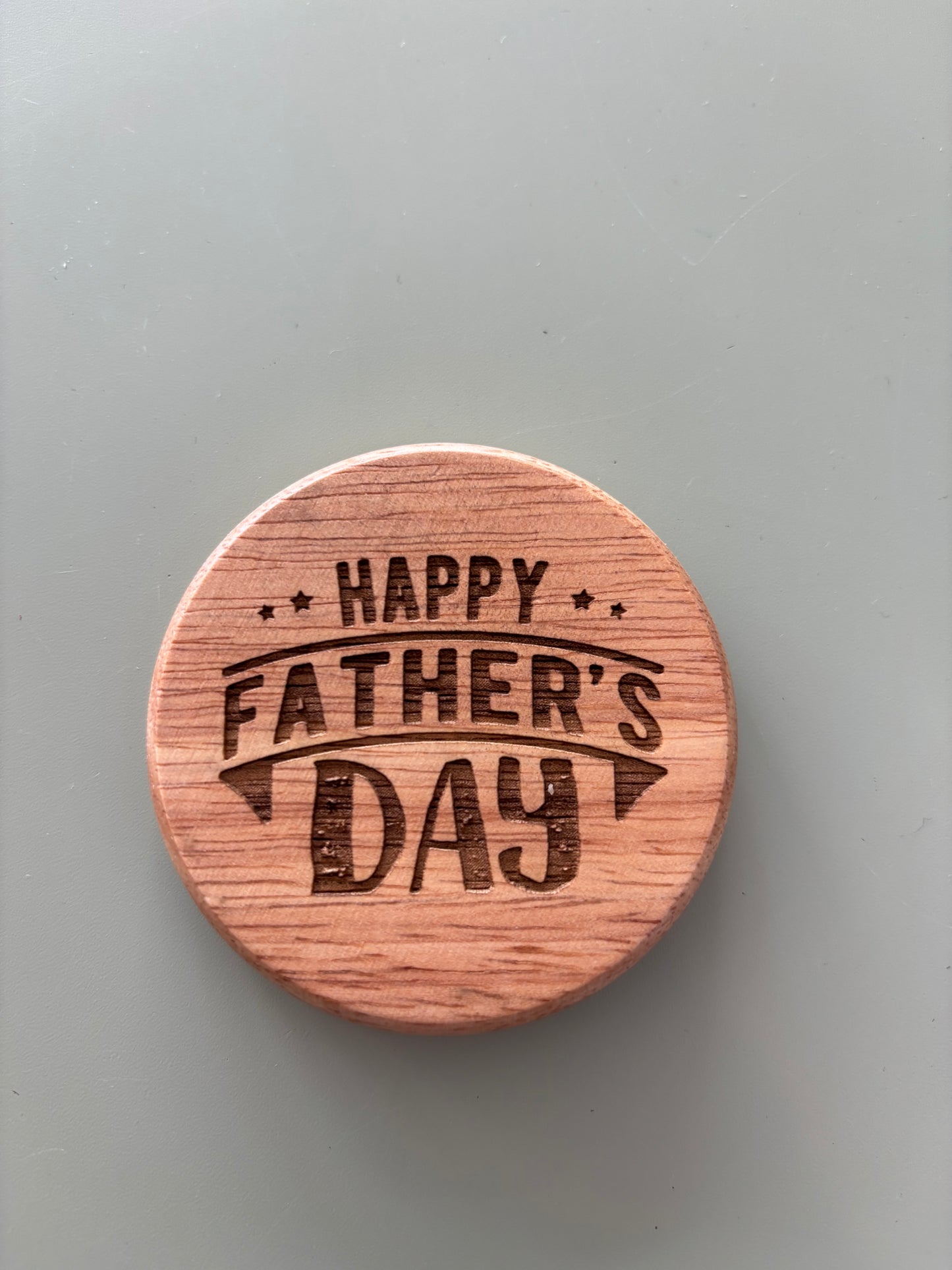 Engraved Fathers Day round bottle opener