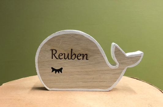 Engraved personalised whale decoration