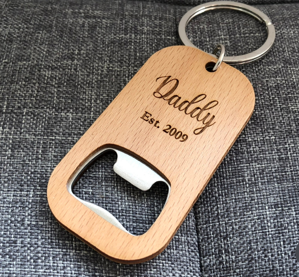 Engraved bottle opener keyring