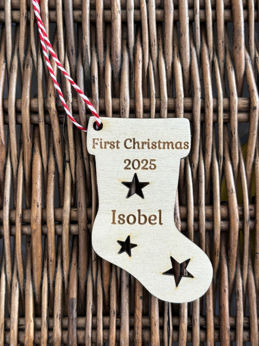 Personalised wooden reindeer decoration