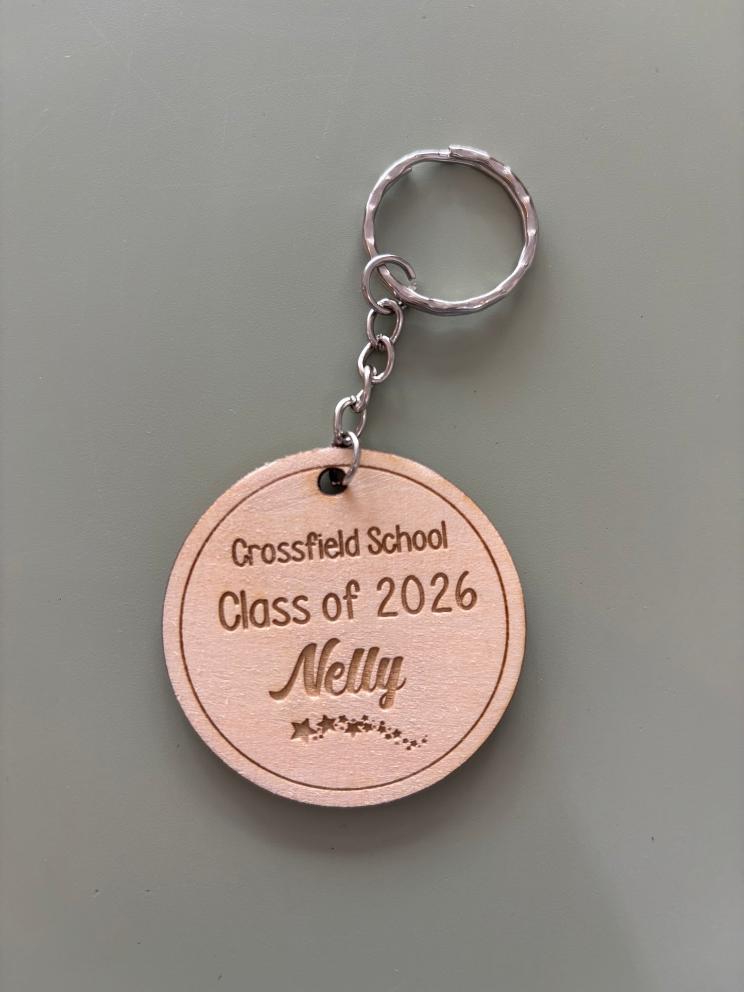 Class of 2026 text wooden engraved keyring - (individually personalised)