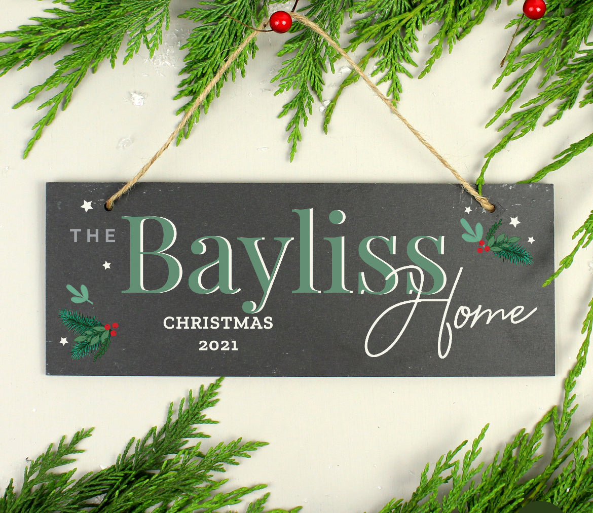 Slate personalised family Christmas plaque
