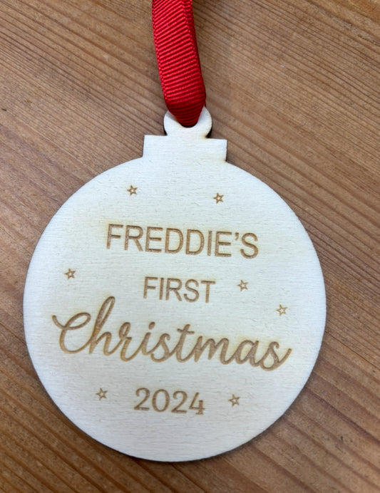 Baby’s First Christmas large wooden decoration